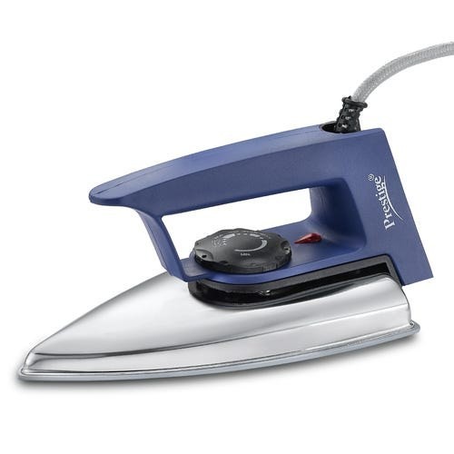 Prestige Magic Cruise 600W Dry Iron | Greblon Non-Stick Coated Sole Plate (Blue & Silver)