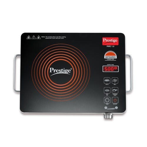 Prestige PIRC 1.0 2200 Watts Infrared Cooktop | Preset Indian Menu Options & Timer | Portable | Black