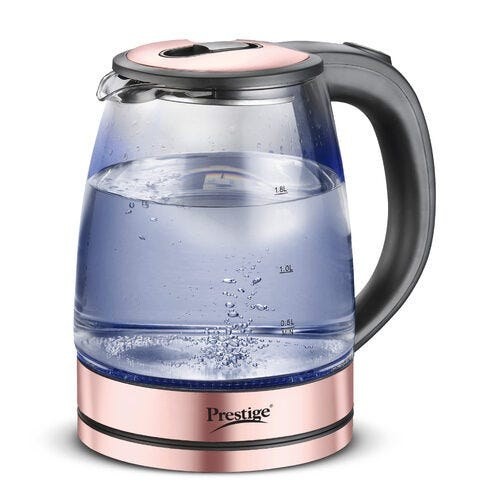 Prestige PKGB 1.8 Litre Electric Glass Kettle | LED Power Indicator | Borosilicate Glass | Automatic Power Cut-Off | Concealed Element | 360 Degree Swivel | Cool Touch Handle