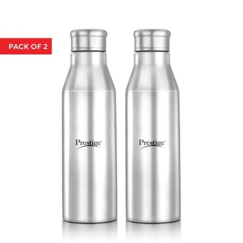 Prestige PSWBC 17 Stainless Steel Spill Free Water Bottle, 1 Litre, Silver (Pack of 2)