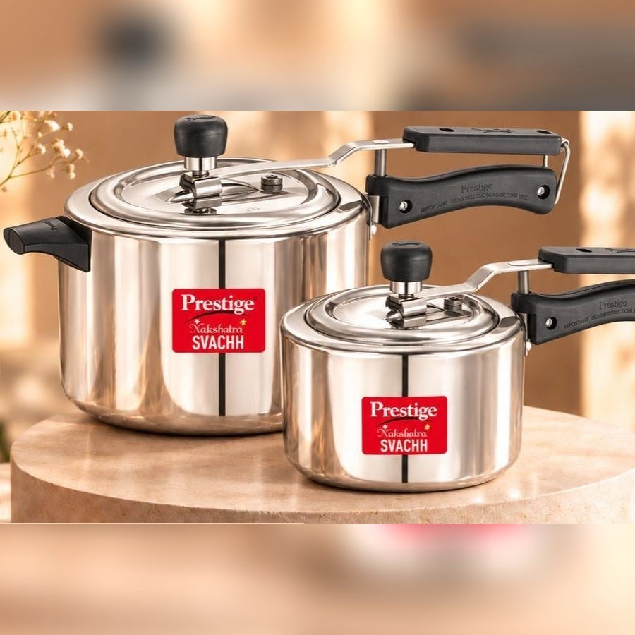 Prestige Svachh Nakshatra Plus Aluminium Pressure Cooker Combo, 5 + 3 Litres