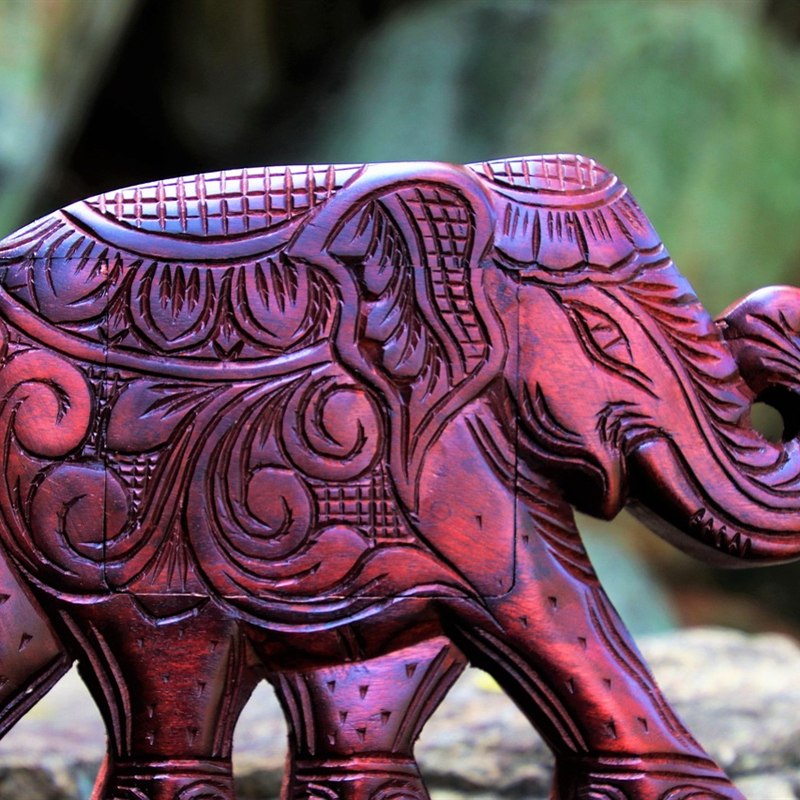 Wooden Elephant Pair Carved